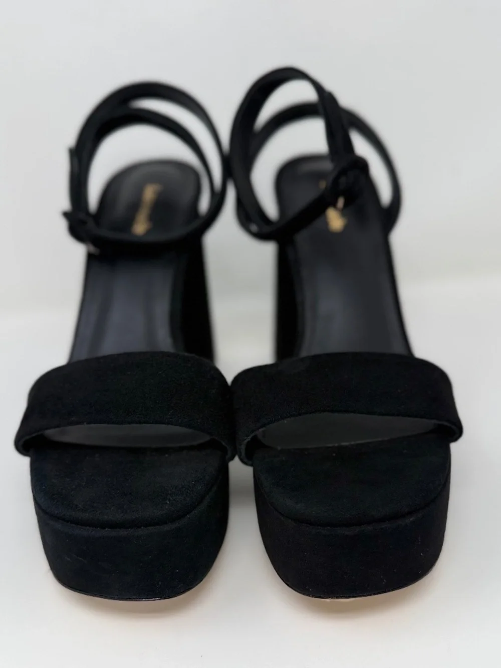 New Larroude Dolly Sandal In Black Suede Sz 8